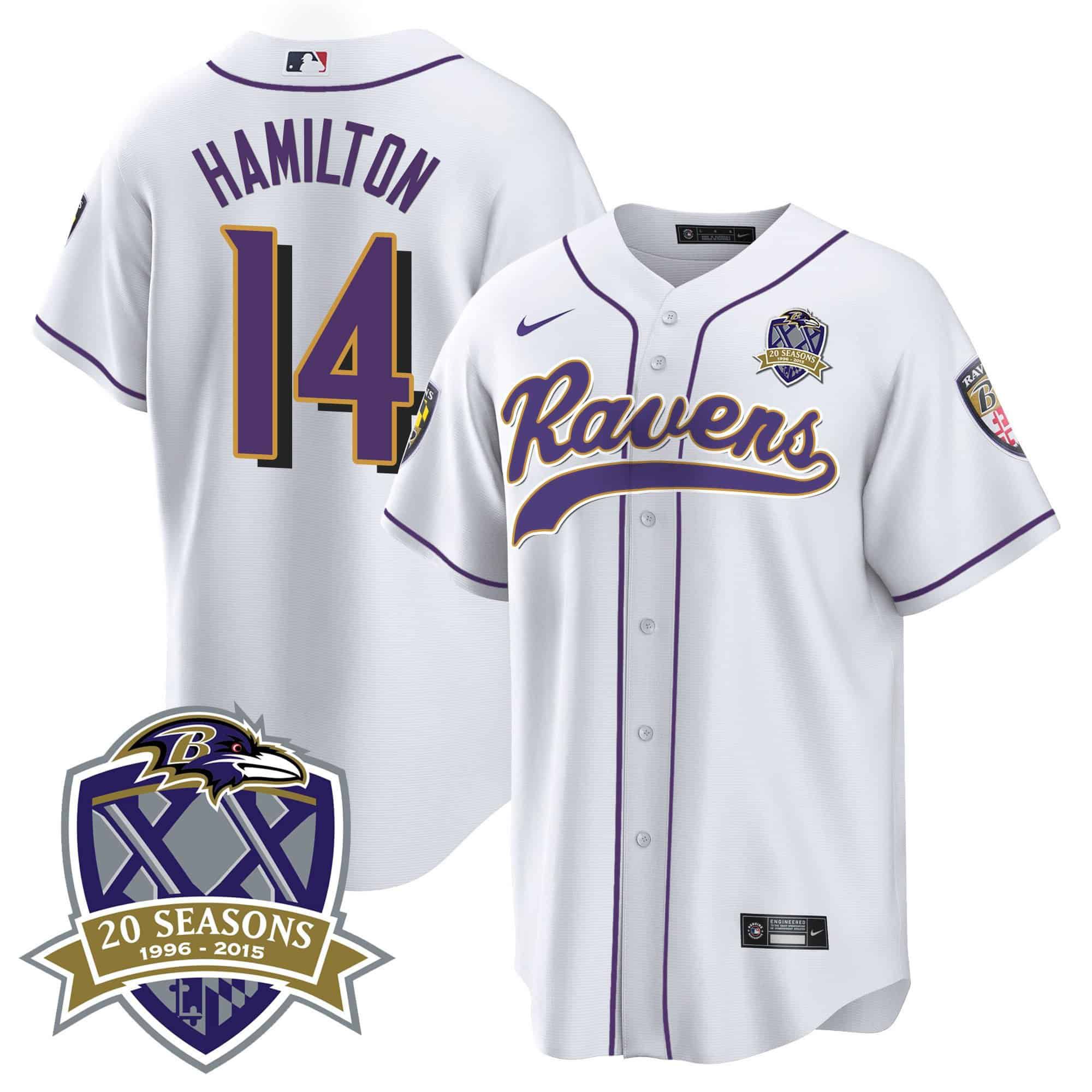 Men Baltimore Ravens #14 Hamilton White 2024 Nike 20th Season Patch Baseball NFL Jersey->indianapolis colts->NFL Jersey